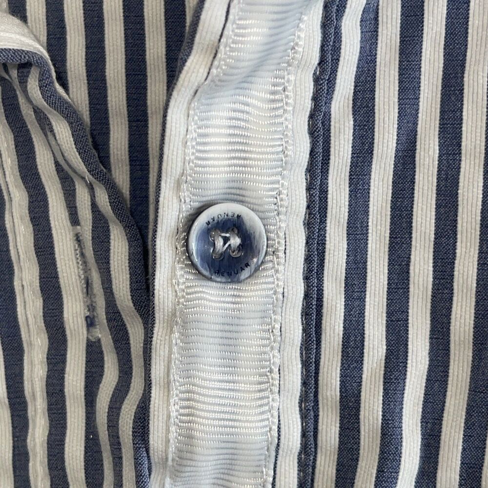 Renuar Seersucker Pinstripe Dress Chambray Blue White M - Picture 6 of 8